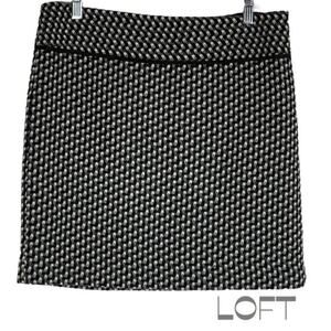 LOFT Black, Gray and White Woven Tweed Academia Prep Skirt NWOT Size 6